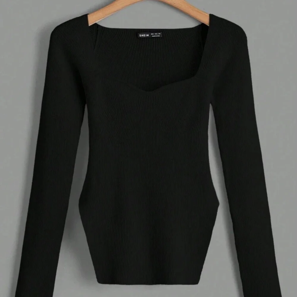 Black Ribbed Long Sleeve Top - Picture 2 of 4
